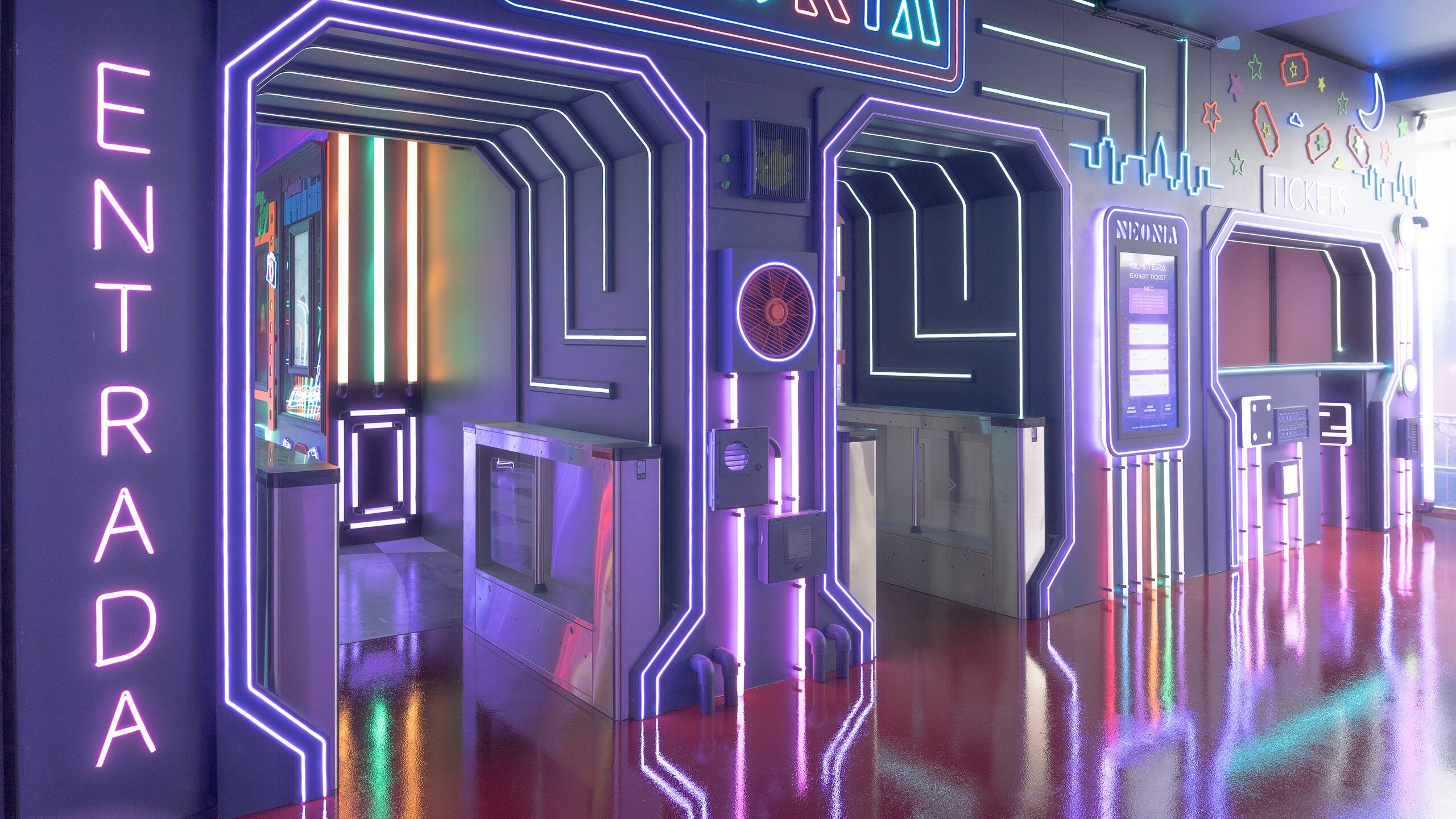 Entrance of Neonia: an immersive and interactive space of art, science and the city’s history, also known as "neon museum in Porto".